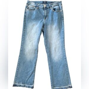CHAPS Mid Rise Crop Kick Distressed Raw Hem Jeans 8/29 Wide Leg Style